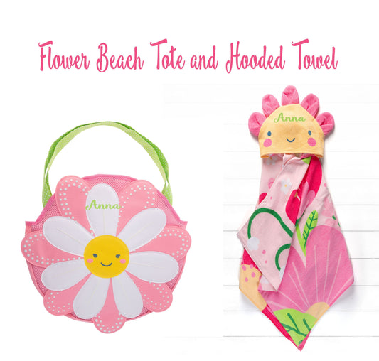 Personalized Kids Beach bag and hooded towel / Monogrammed Beach Tote / Monogrammed Hooded Towel / Stephen Joseph / Kid's Beach Set