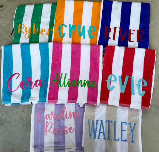 Personalized Full Size Cabana Beach Towels