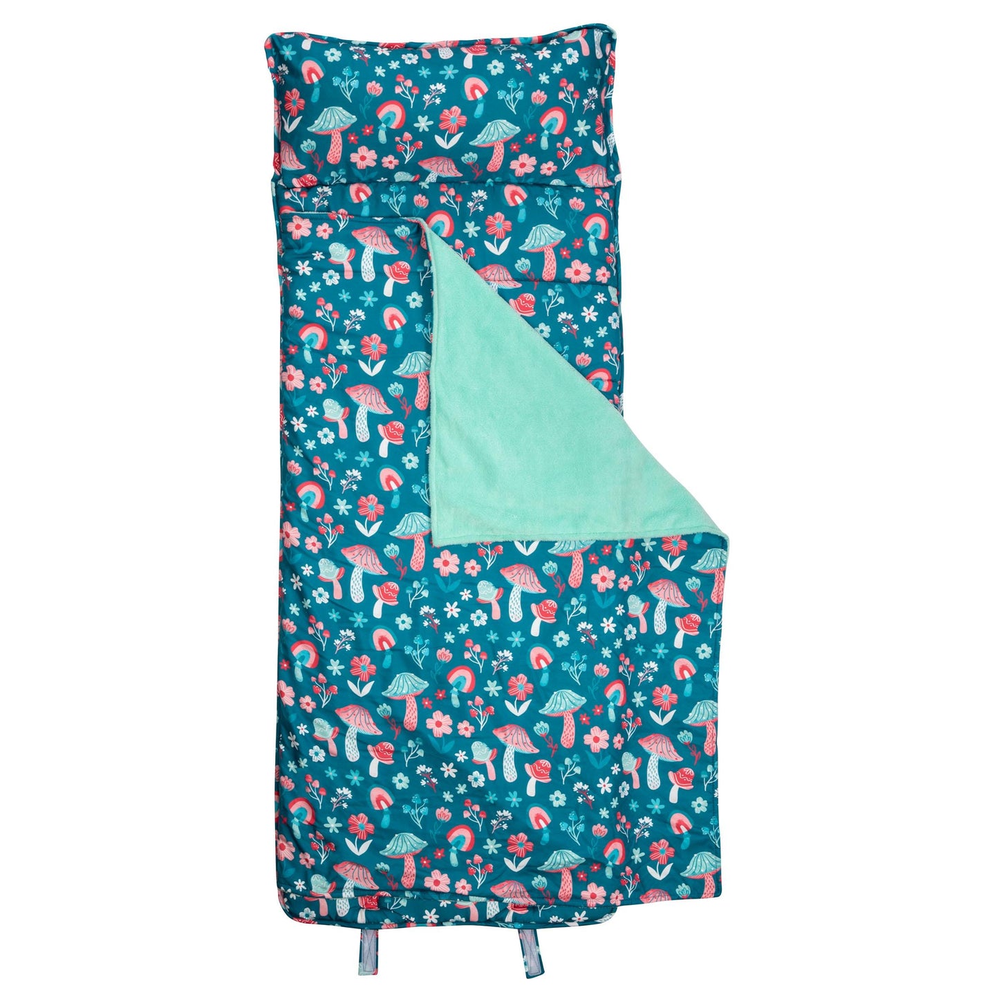 Children's Pink Mushroom Flower garden Nap Mat with attached pillow and blanket, Pre School Sleep Mat / Daycare Nap Time, Personalized School Nap Mat