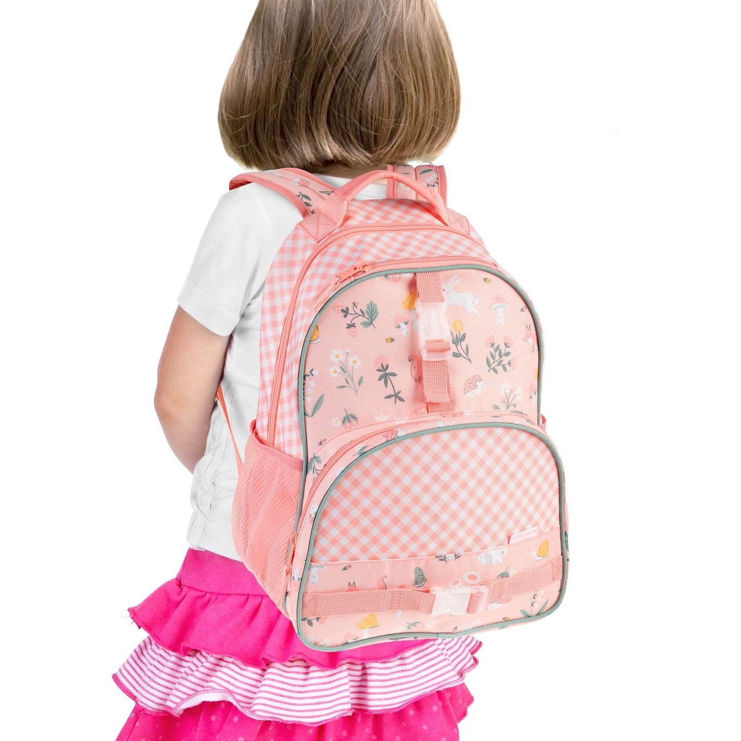 Children's All Over Print Backpack and Lunchbox Set Stephen Joseph with Embroidery Personalization, Strawberry backpack, Bunny Backpack set