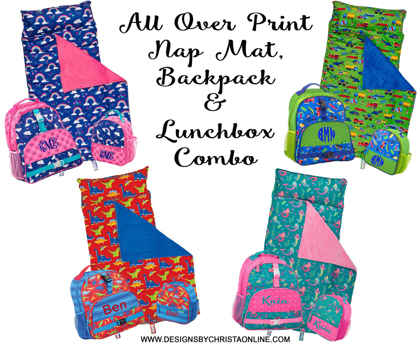 Personalized Stephen Joseph Backpack, Lunchbox and Nap mat set / Monogrammed Backpack and Lunchbox / Personalized Nap Mat