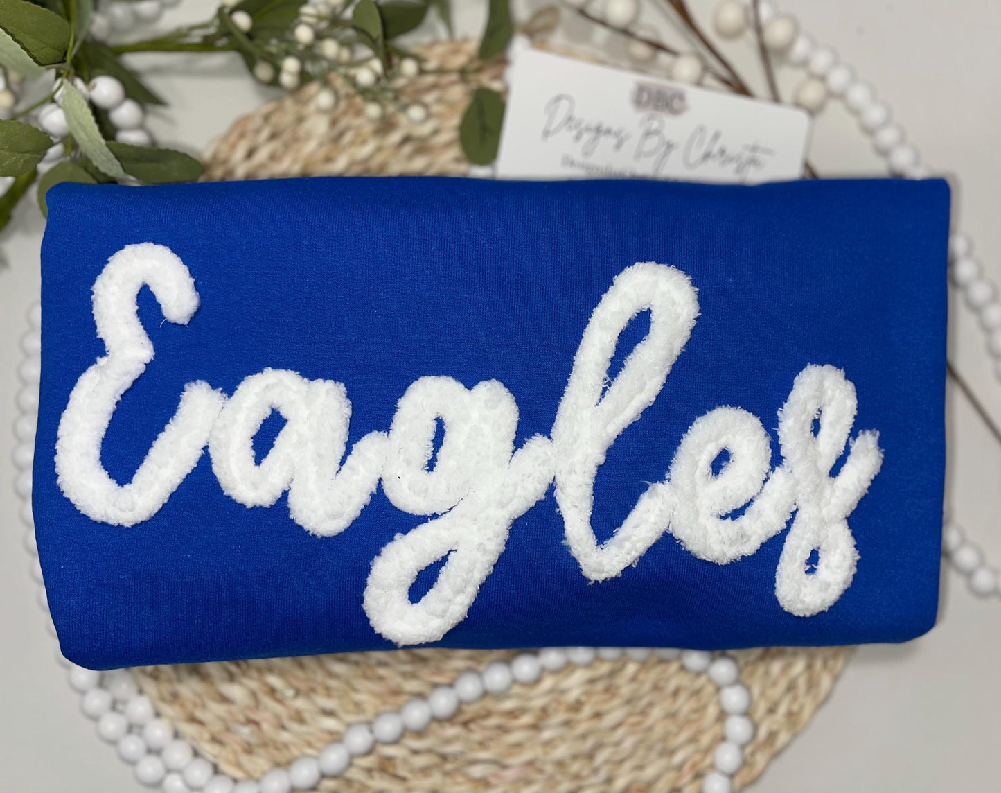 Team Sport Sweatshirt, Yarn embroidered sweatshirt, spirit shirt, Eagles Sweatshirt, 3D embroidery, Mascot Team Top, Tigers, Football mom