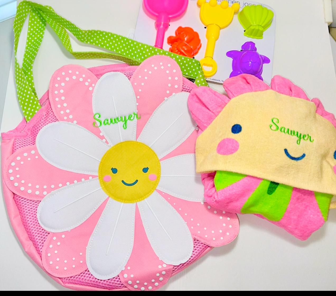 Personalized Kids Beach bag and hooded towel / Monogrammed Beach Tote / Monogrammed Hooded Towel / Stephen Joseph / Kid's Beach Set
