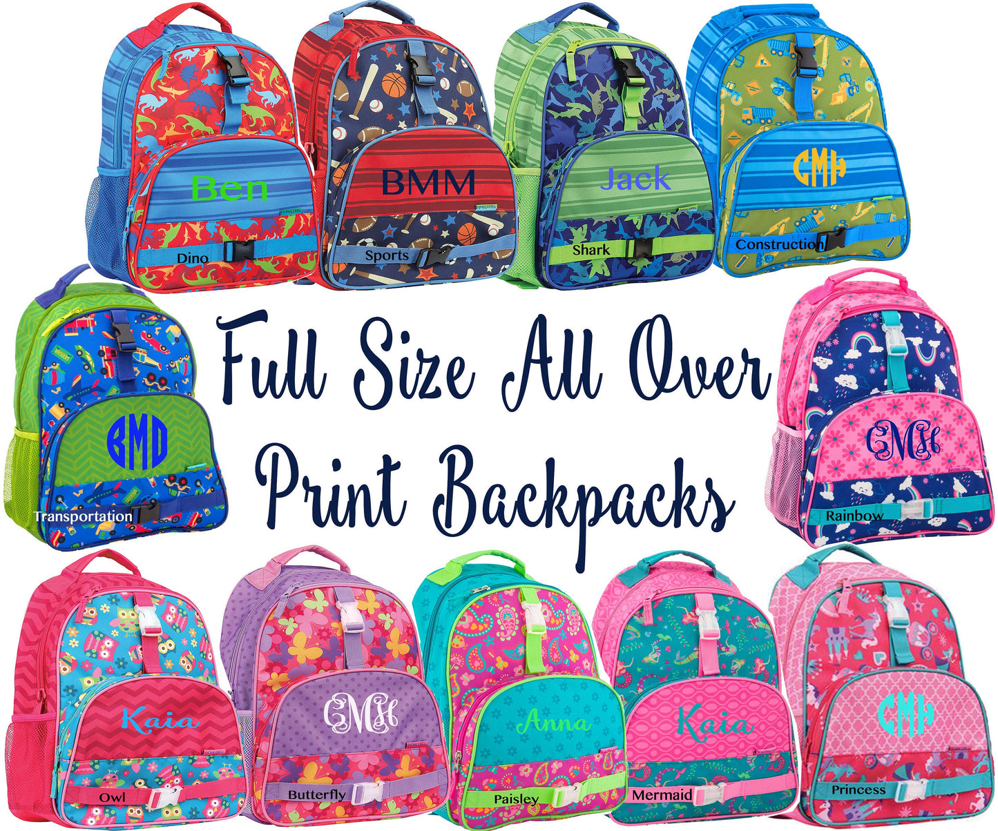 Personalized Stephen Joseph Backpack, Lunchbox and Nap mat set / Monogrammed Backpack and Lunchbox / Personalized Nap Mat